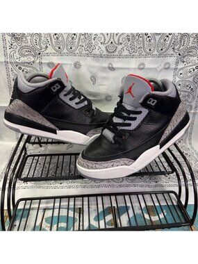 Nike Air Jordan 3 Retro Black/Cement Grey Youth Kids Shoes Size 3Y DM0966-010